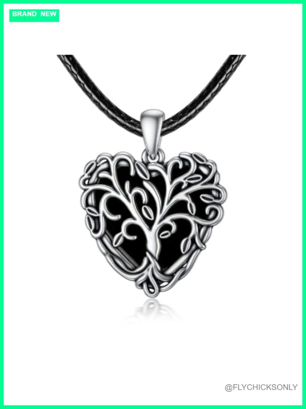 Sterling Silver Tree of Life Leather Choker Necklace with Crystal
